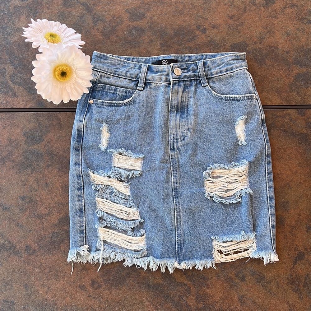 missguided denim skirt